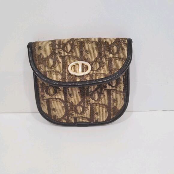 Auth Christian Dior Monogram Trotter Coin Case Brown Small Wallet Compact Retro - Picture 1 of 11